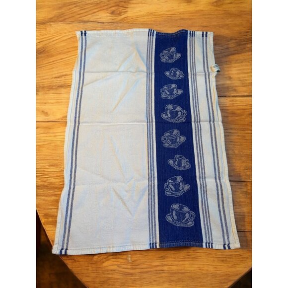 Set of 2 Tea Towel Dish Cloth Blue and White Teapots, Cups Northpoint Cotton - Picture 4 of 7